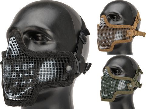 Kilo 2G Mesh Half Face Mask By Valken (Color: Black - Skull)