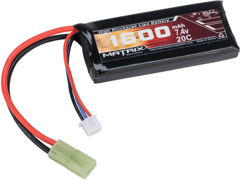 Matrix High Performance 7.4V Brick Type Airsoft LiPo Battery (Configuration: 1600mAh / 20C / Small Tamiya)