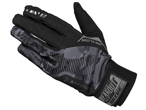 Virtue Paintball Full Finger Ripstop Breakout Gloves (Color: Black Camo / Large)