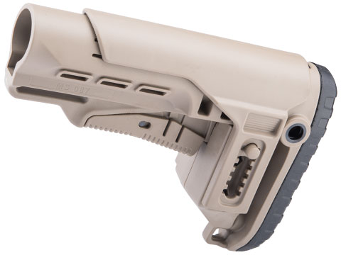 DLG Tactical Retractable Stock w/ Adjustable Long Cheek Riser for M4 / M16 Series Milspec Rifles (Color: Tan)