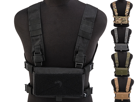 Black 6 Pocket Chest Rig - Army Assault Vest Webbing Adult Airsoft