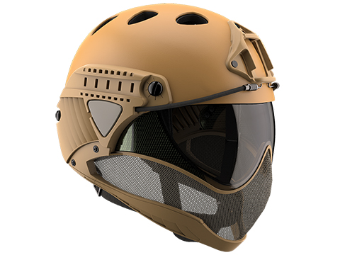 WARQ Full Face Protection Helmet System (Color: Tan-Evike / Clear Lens)