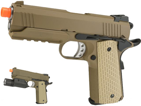 WE-Tech Heavy Weight 1911 Desert Warrior SOCOM 4.3 Gas Blowback Airsoft Pistol 