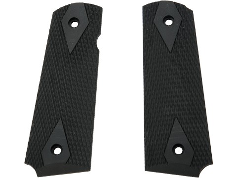 WE-Tech OEM Replacement Diamond Checkered Grip for 1911 Series Airsoft GBB Pistols (Color: Black)