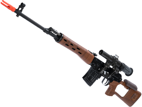 WE-Tech SVD Steel Receiver Airsoft Gas Blowback Sniper Rifle w/ Imitation Wood Stock and Handguards