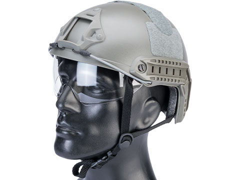 Matrix Basic High Cut Ballistic Type Tactical Airsoft Bump Helmet w/ Flip-down Visor (Color: Foliage Green)